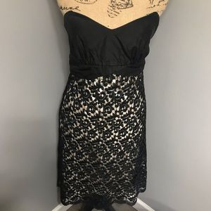White House Black Market Strapless Silk Lace Dress